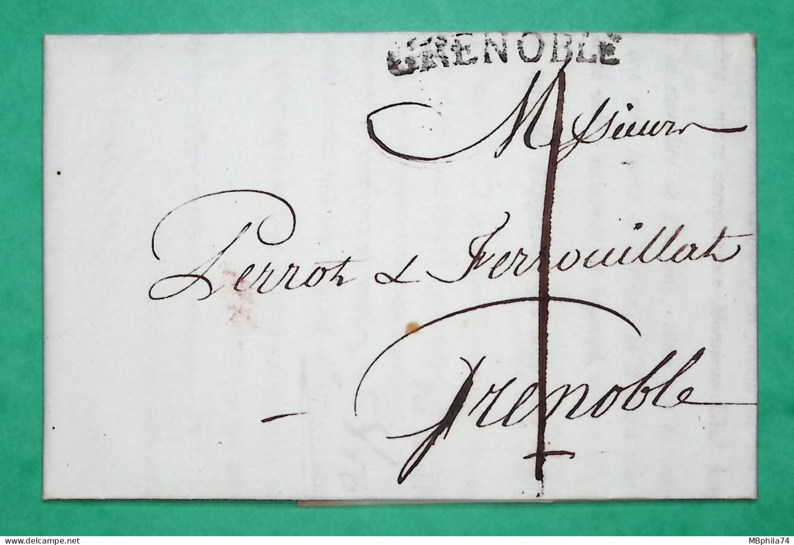 MARQUE 37 GRENOBLE ISERE TAXE LOCALE 1 TEXTE IMPRIME MARCHAND 1807 LETTRE COVER FRANCE - 1801-1848: Precursors XIX