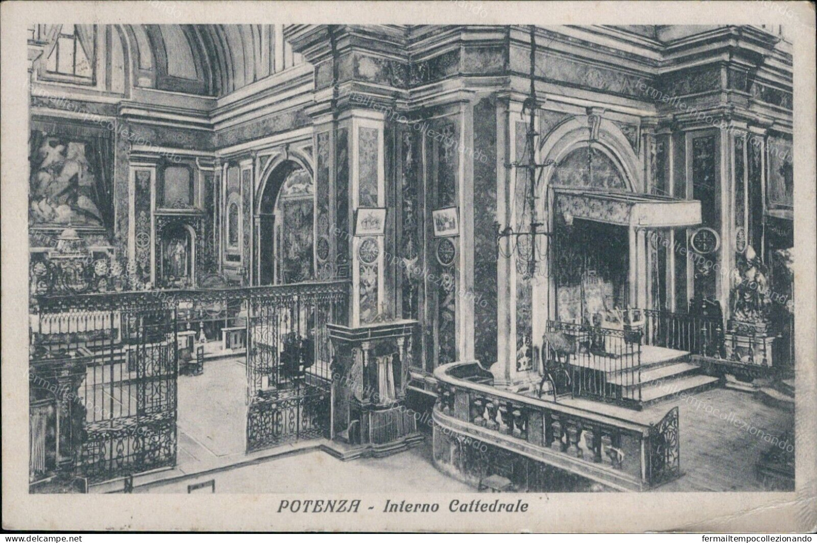 Cs439 Cartolina Potenza Citta' Interno Cattedrale 1934 Basilicata - Potenza