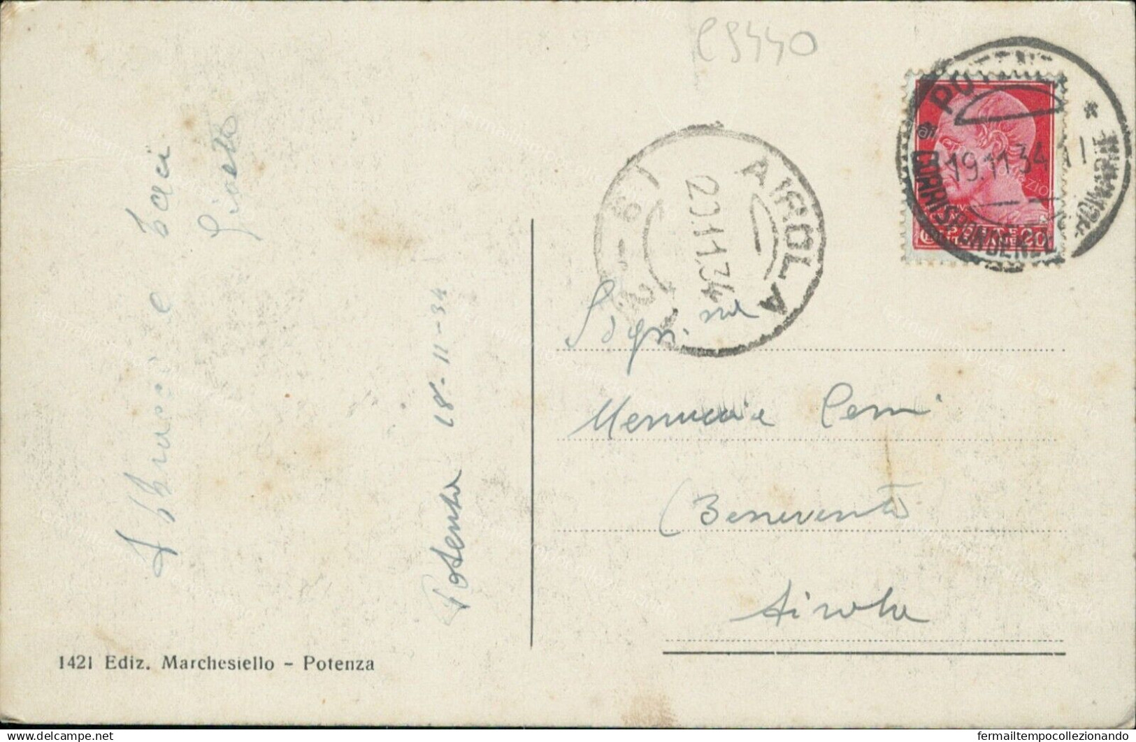 Cs440 Cartolina Potenza Citta' Via Roma E Meridionale 1934 Basilicata - Potenza