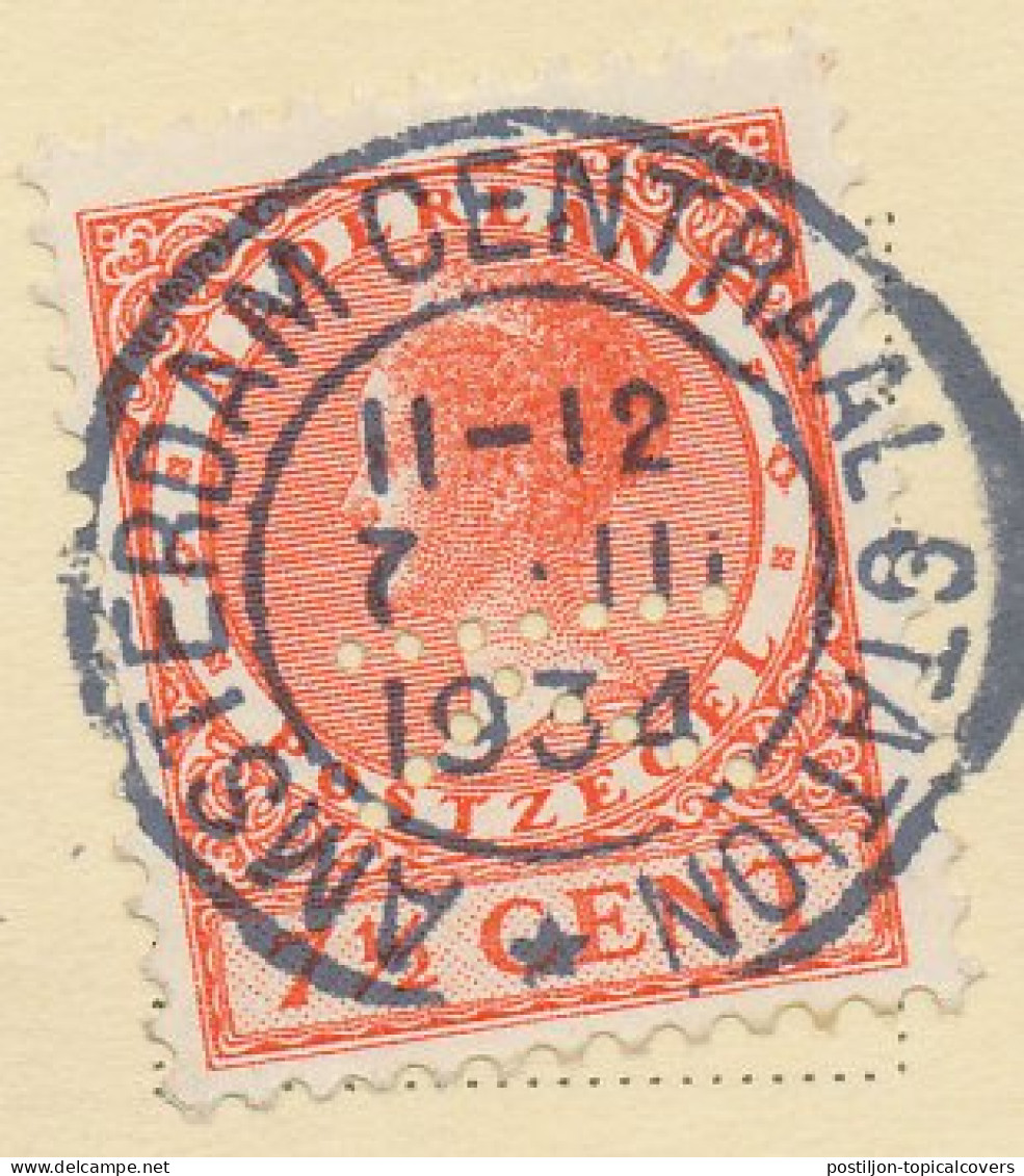 Perfin Verhoeven 357 - K - Amsterdam 1934 - Non Classificati