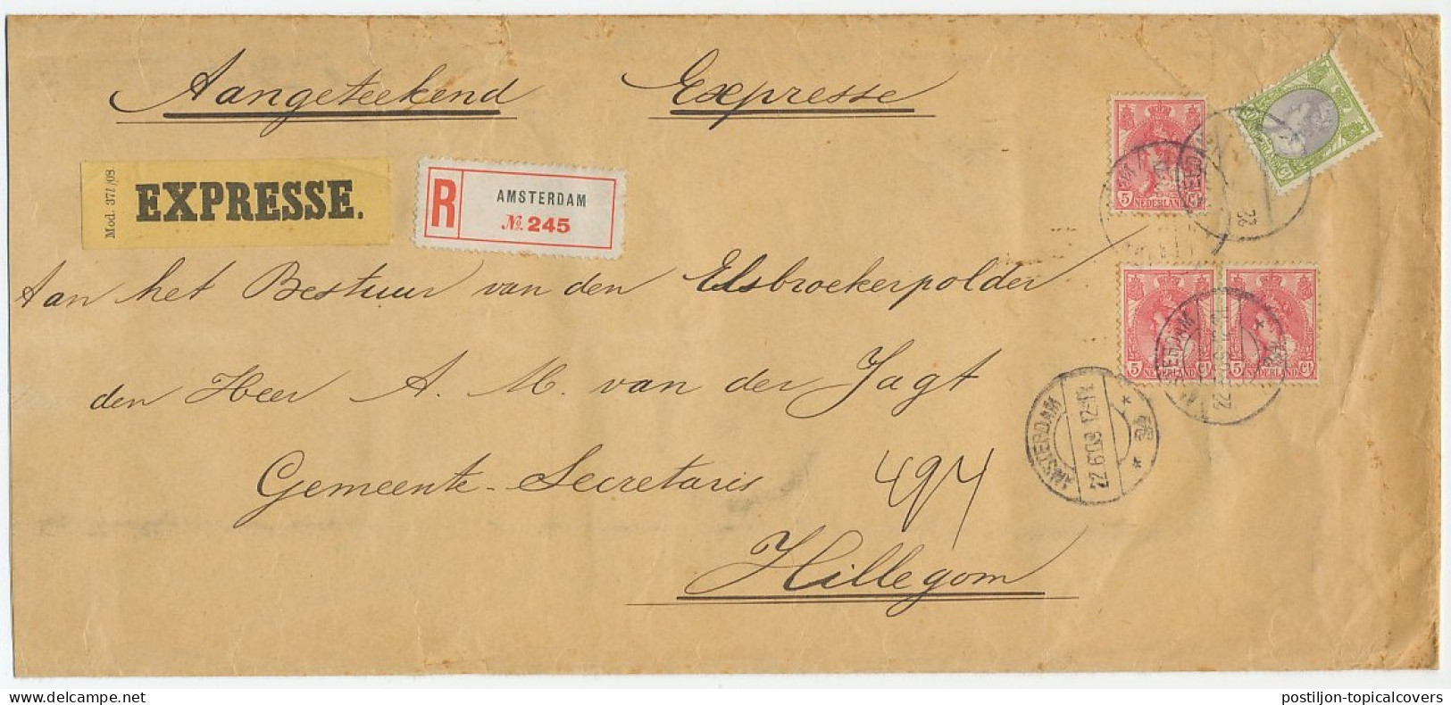 Em. Bontkraag Aangetekend / Expresse Amsterdam 1909 - Unclassified