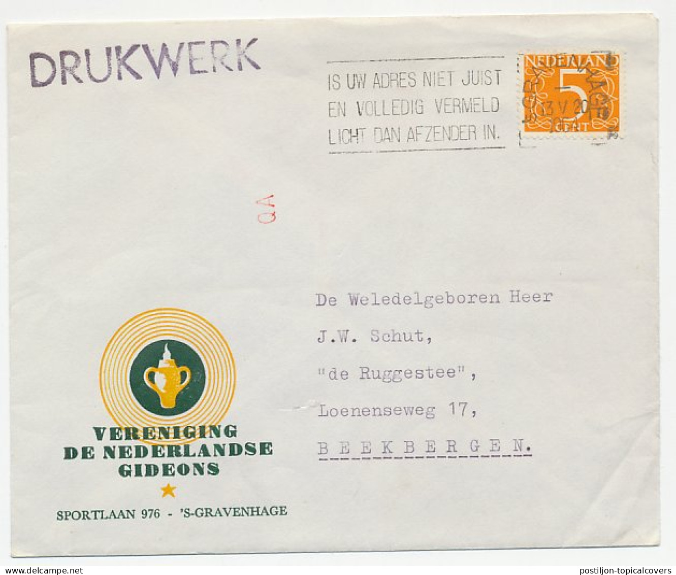 Envelop Den Haag 1964 - De Nederlandse Gideons - Sin Clasificación