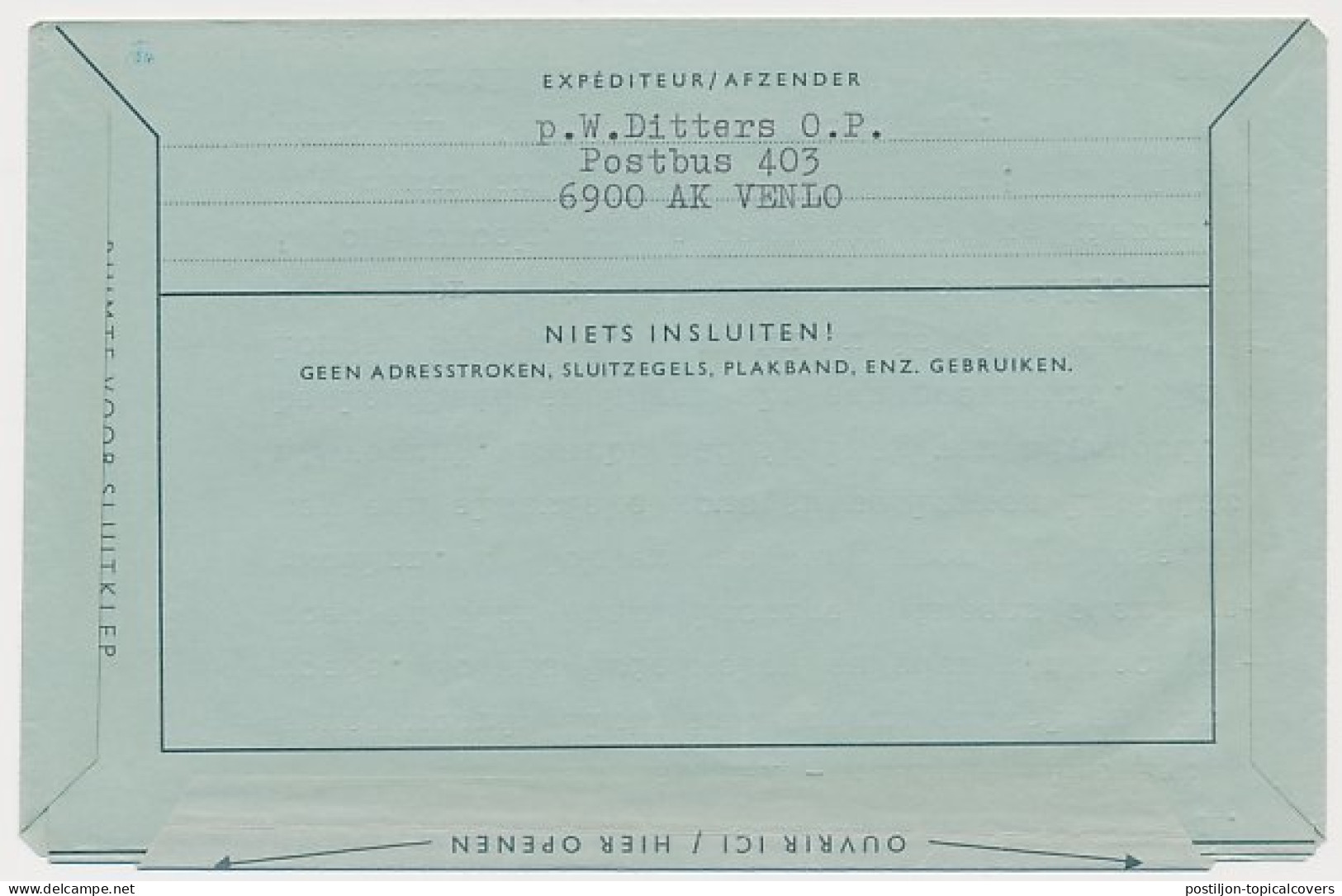 Luchtpostblad G. 26 / Bijfrankering Venlo - Canada 1981 - Postwaardestukken