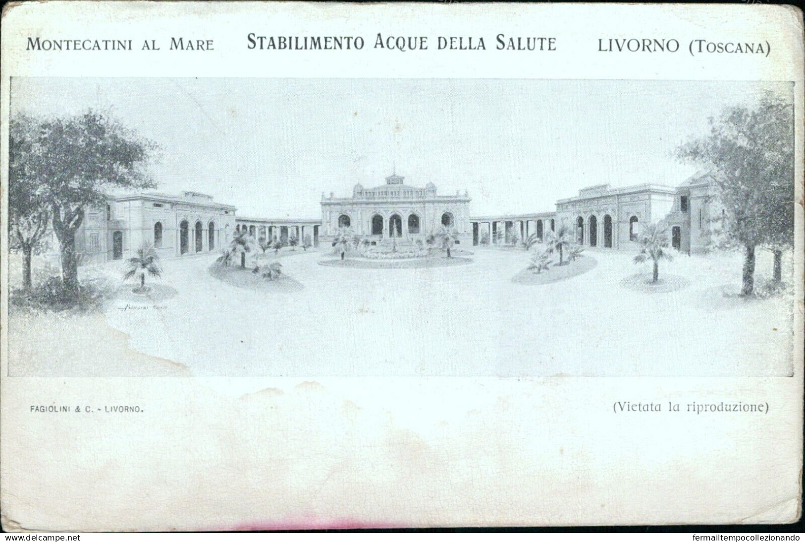 Cs446 Cartolina Montecatini Al Mare Stabilimento Acque Della Salute Livorno - Livorno