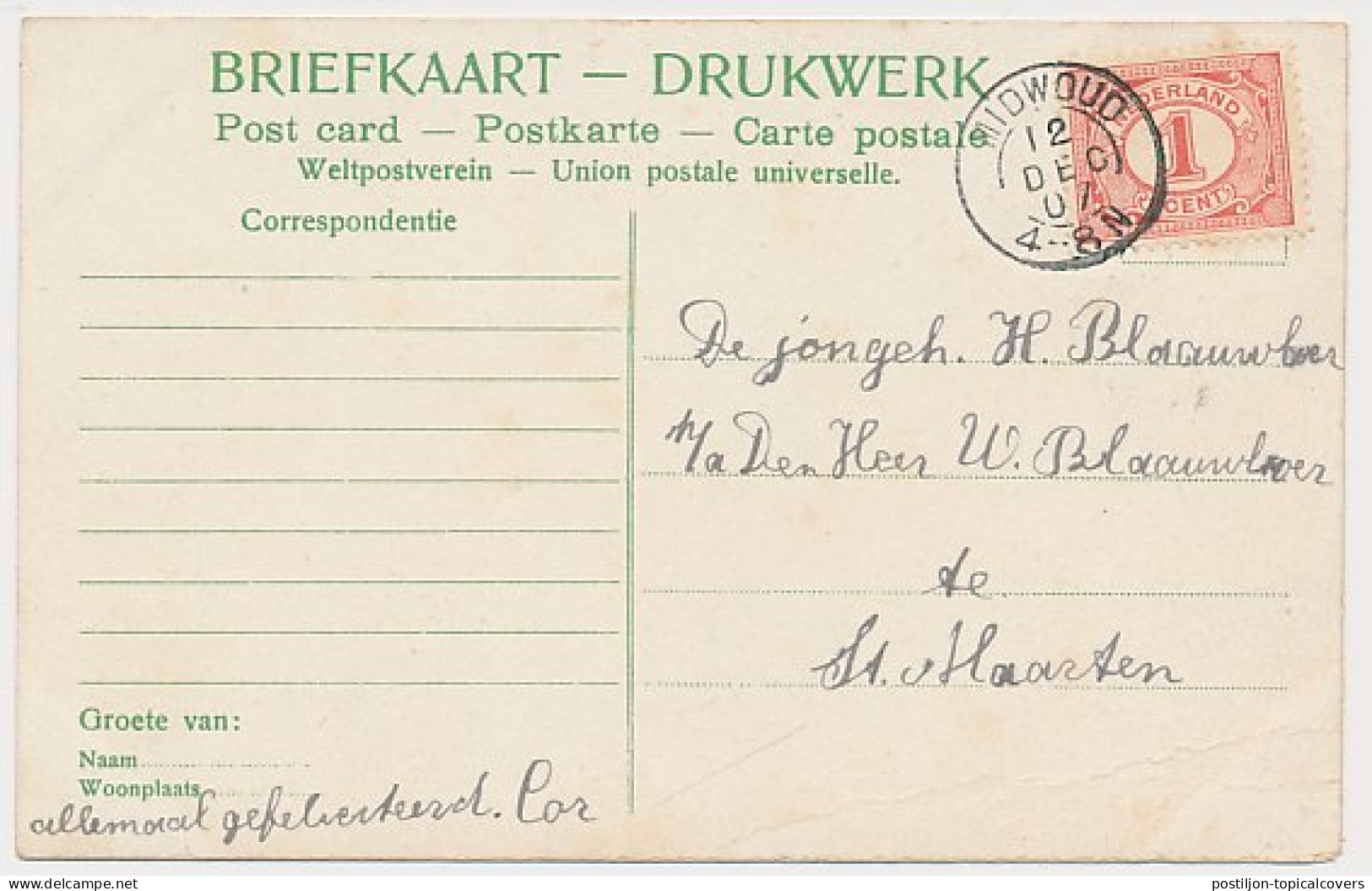 Kleinrondstempel Midwoud 1907 - Unclassified