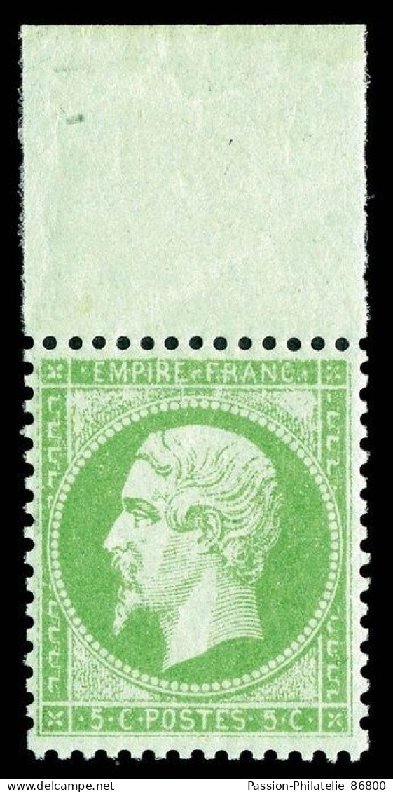 35 ** 5c Vert Pâle Sur Bleu, Haut De Feuille, Fraîcheur Postale, SUPERBE Et RARE - 1863-1870 Napoleon III With Laurels