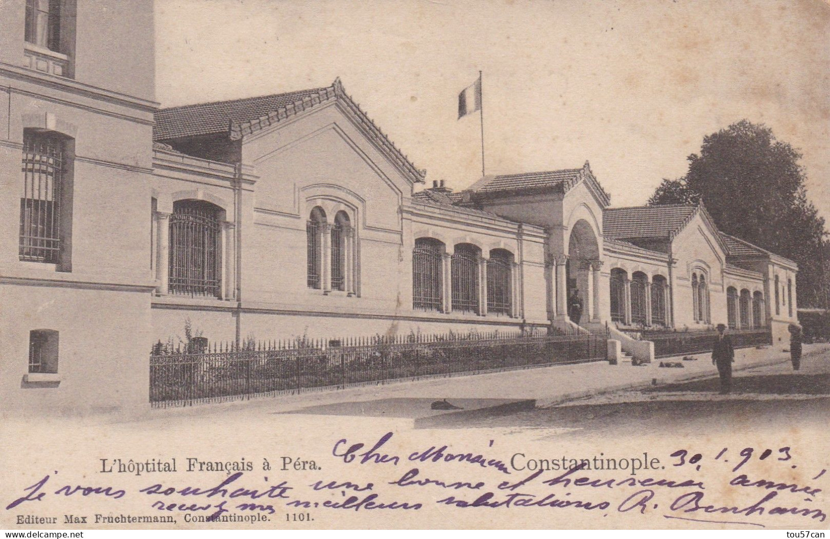 PERA  -  CONSTANTINOPLE  -  TURKEY  -  POSTCARD  1903  -  FRENCH  HOSPITAL. - Turkey