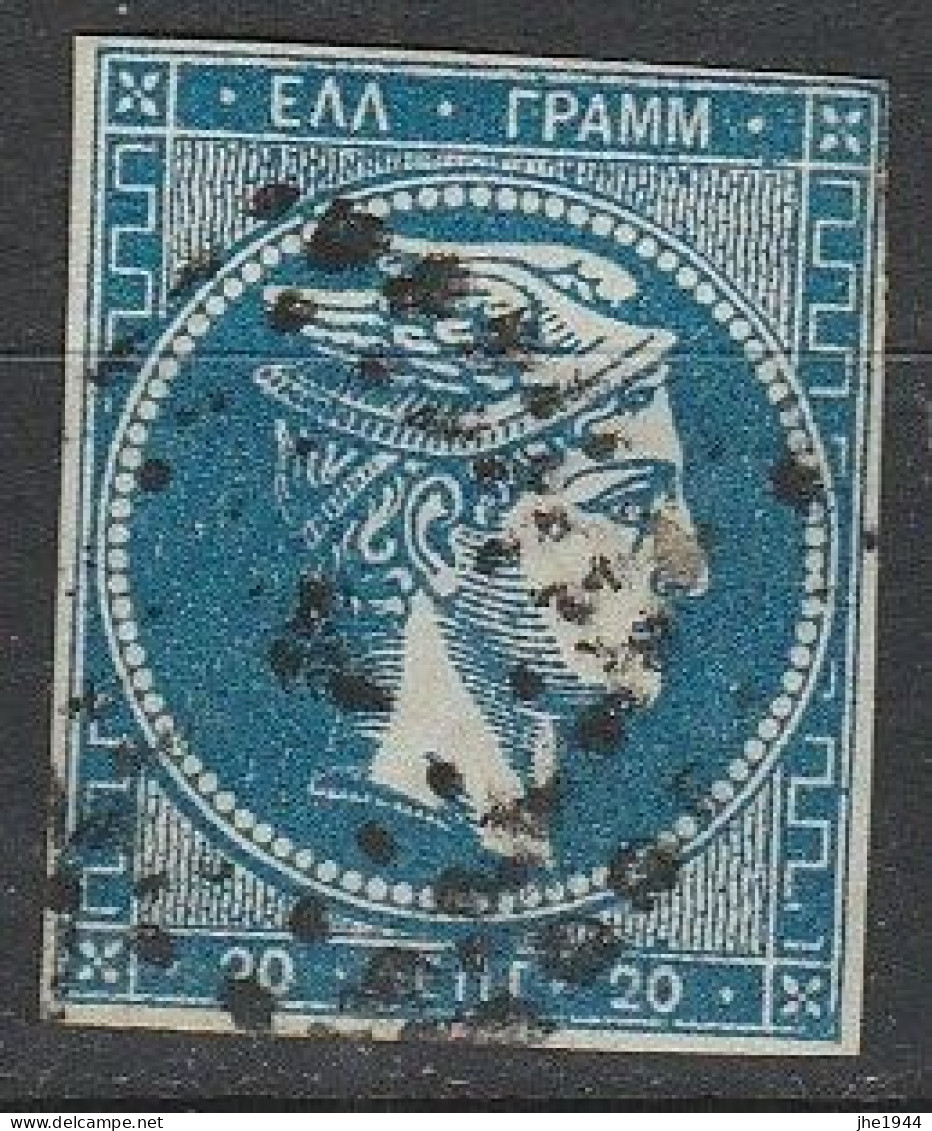 Grece N° 0021b Tête De Mercure Bleu 20 L Chiffre 20 Au Verso - Used Stamps