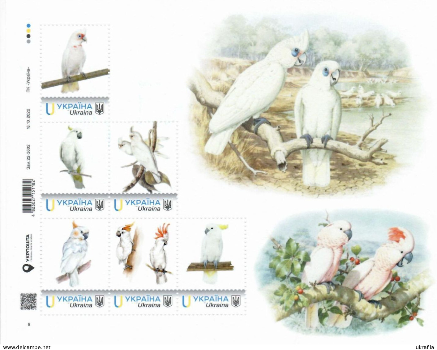 Ukraine 2024, Fauna, Birds, Parrots, Cochatoo, Sheetlet Of 6v - Ucrania