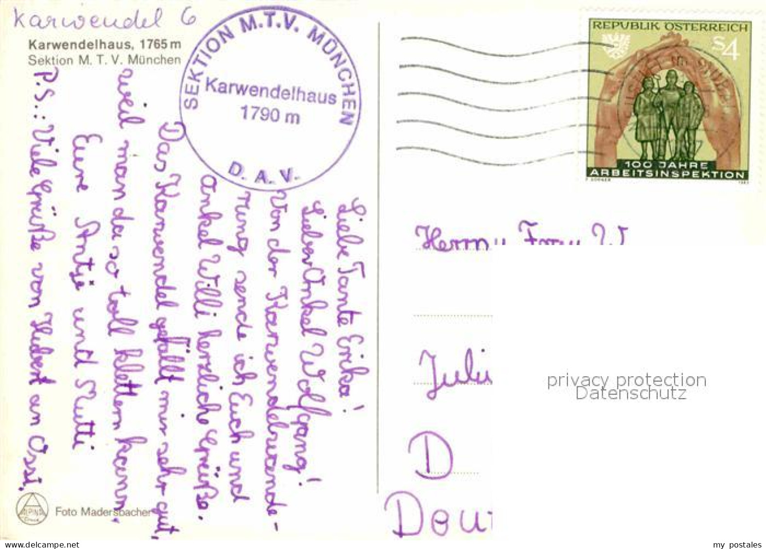 72841686 Karwendelhaus Sektion M.T.V. Muenchen Karwendelhaus - Andere & Zonder Classificatie