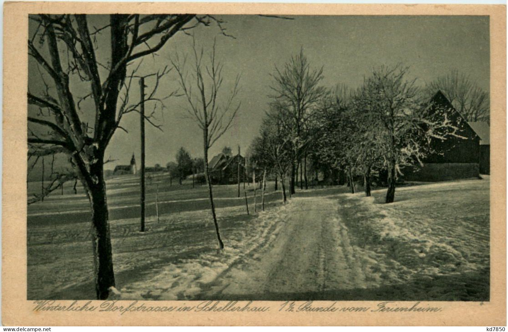 Schellerhau, Winterliche Dorfstrasse - Altenberg