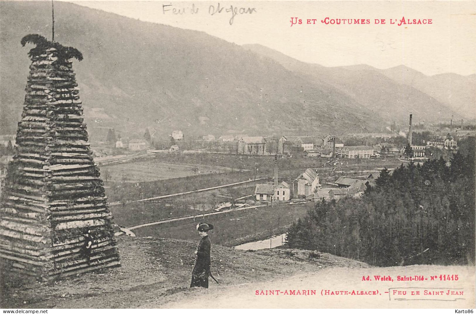 St Amarin * Vue Sur La Ville Et Feu De St Jean * Us Et Coutumes De L'alsace - Saint Amarin