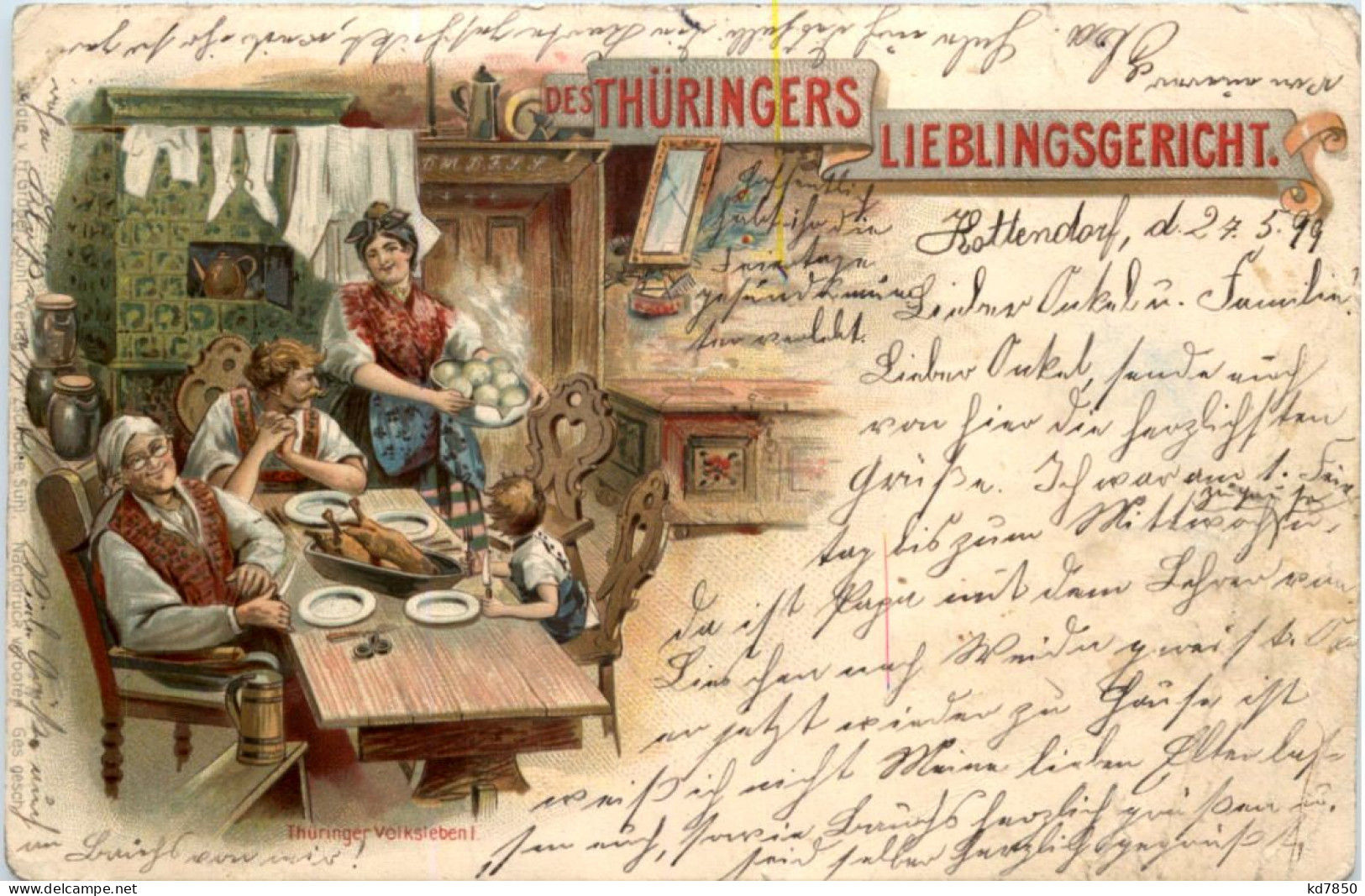 Des Thüringers Lieblingsgericht - Litho - Andere & Zonder Classificatie