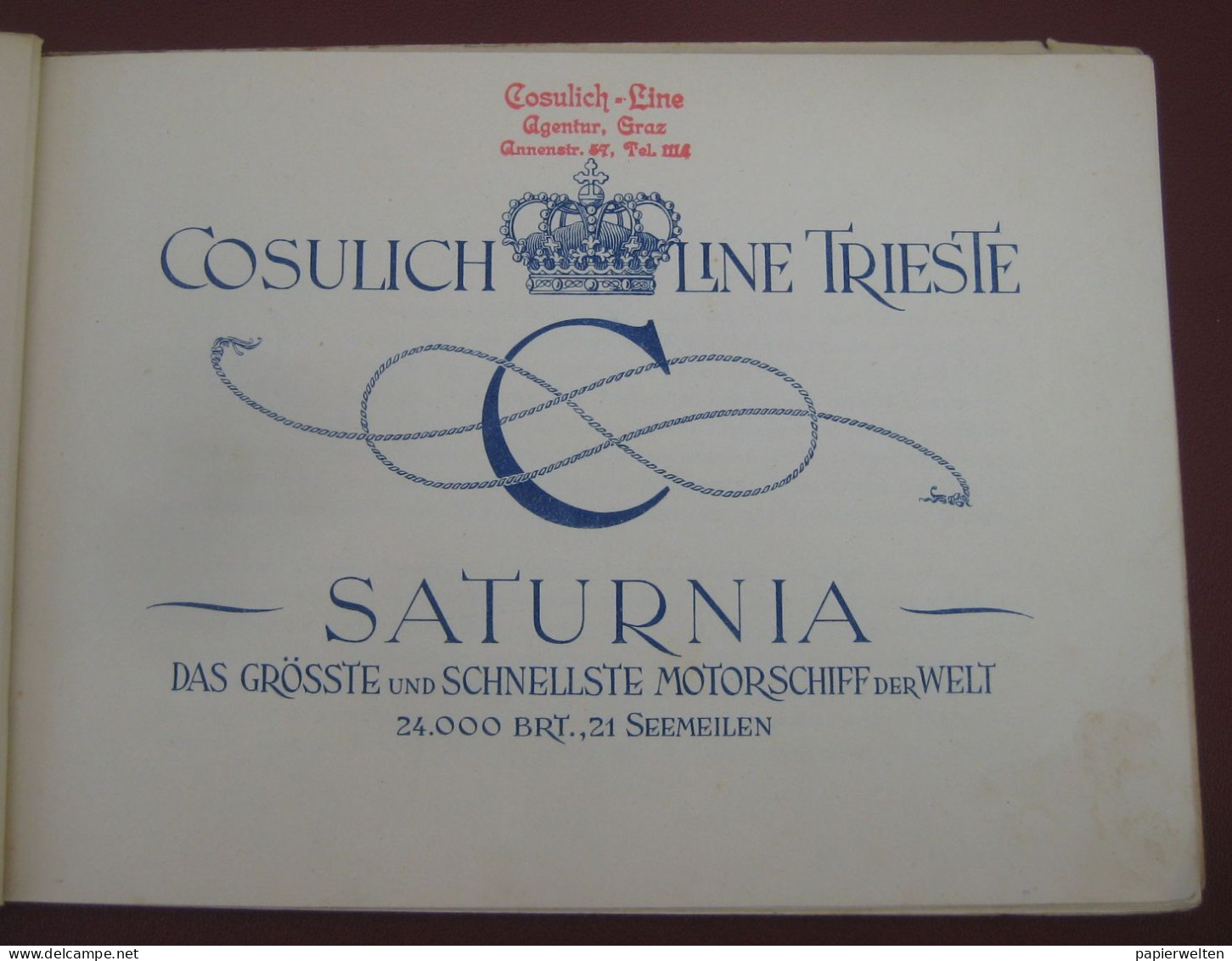 Buch Informations-Dokumentation Cosulich Line "Saturnia" - Transport