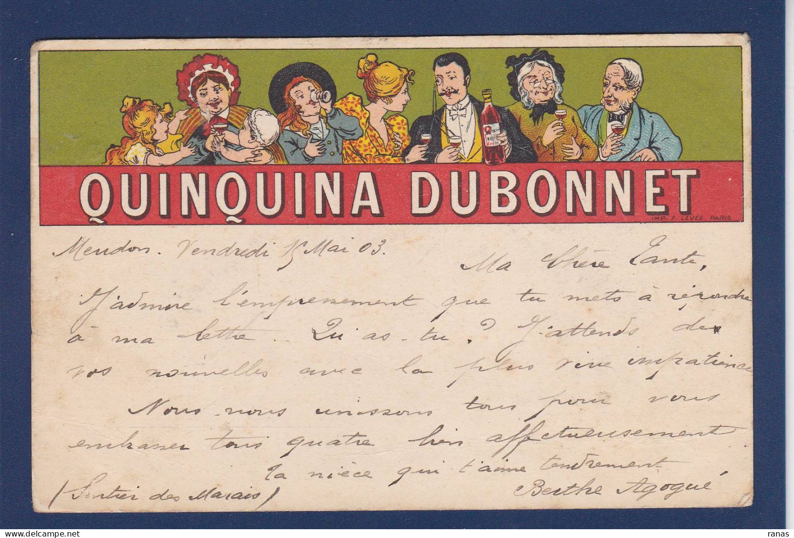 CPA Publicité Alcool Quinquina Dubonnet Publicitaire Réclame Circulé Nourrice - Advertising