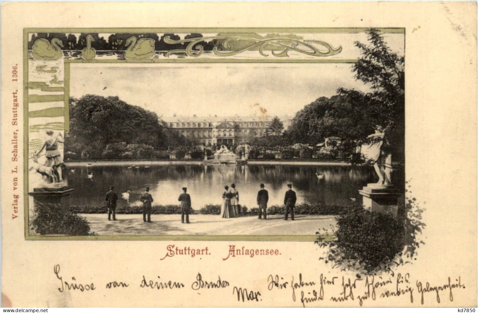 Stuttgart - Anlagensee - Litho Jugendstil - Stuttgart