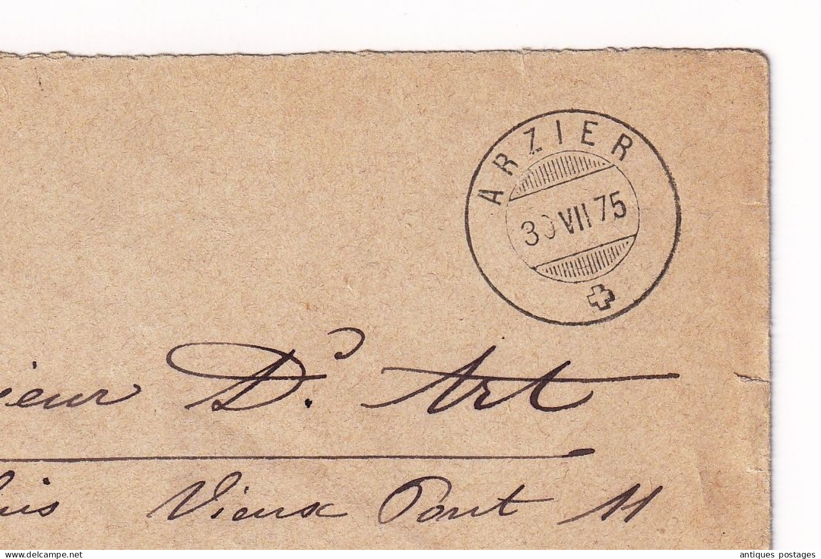 Lettre 1875 Entier Postal Arzier Le Muids Suisse Genève Postal Stationery - Postwaardestukken