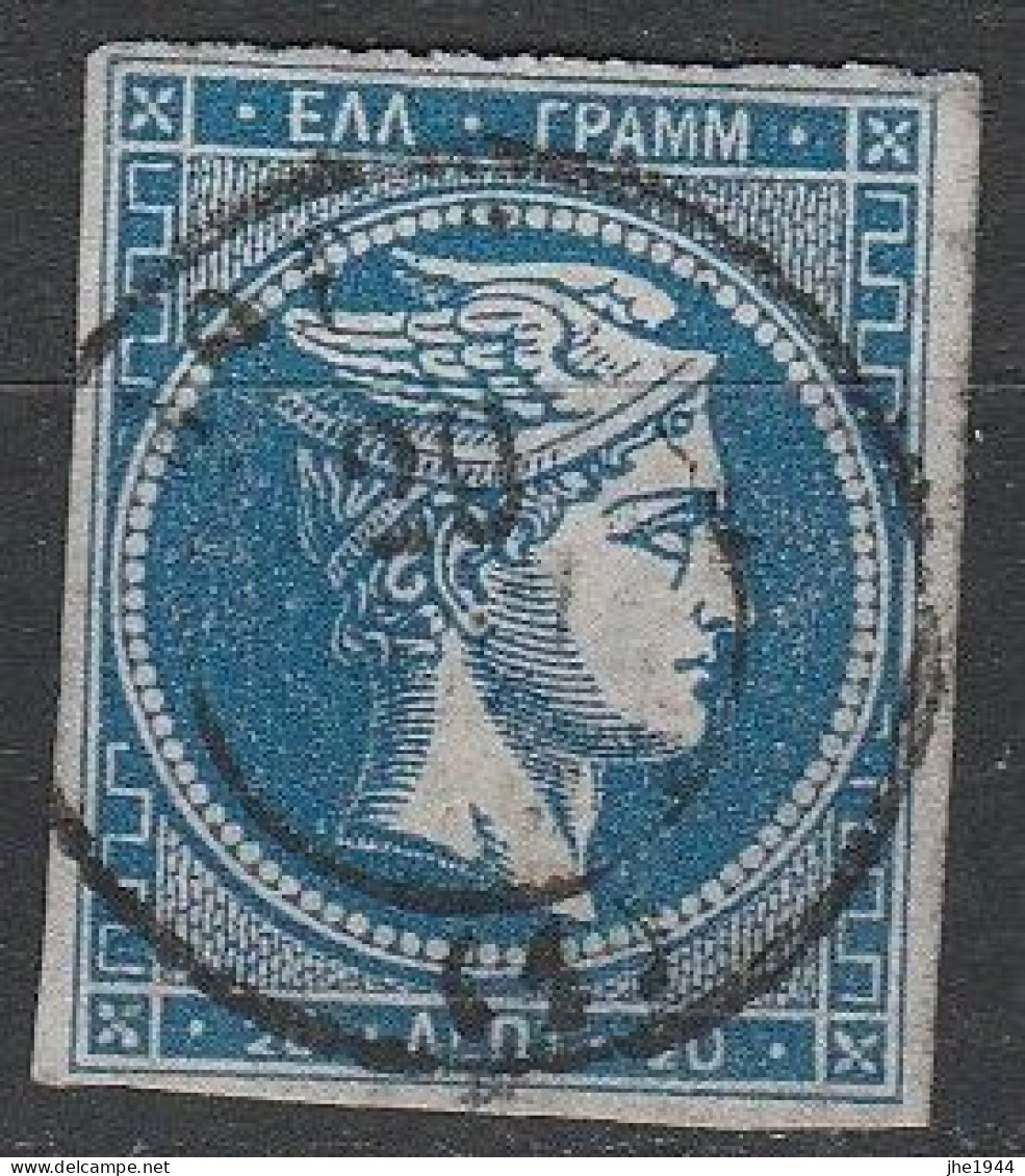 Grece N° 0021c Tête De Mercure Bleu 20 L Chiffre 20 Au Verso - Used Stamps