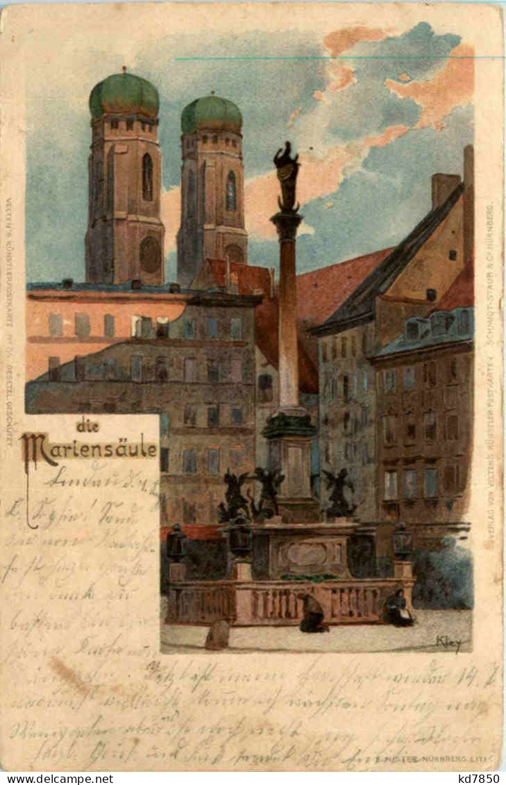 München Mariensäule - Litho - München