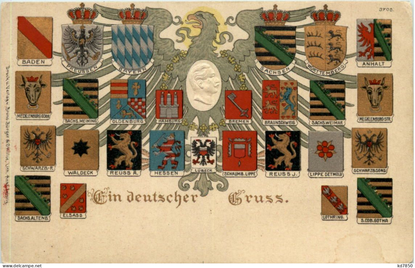 Ein Deutscher Gruss - Litho - Other & Unclassified