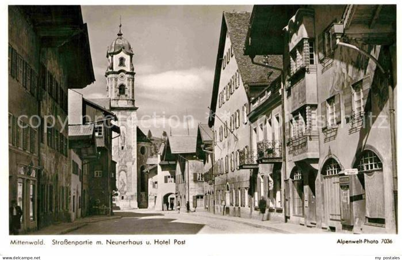 72840781 Mittenwald Bayern Strassenpartie Mit Neunerhaus Und Hotel Post Mittenwa - Mittenwald