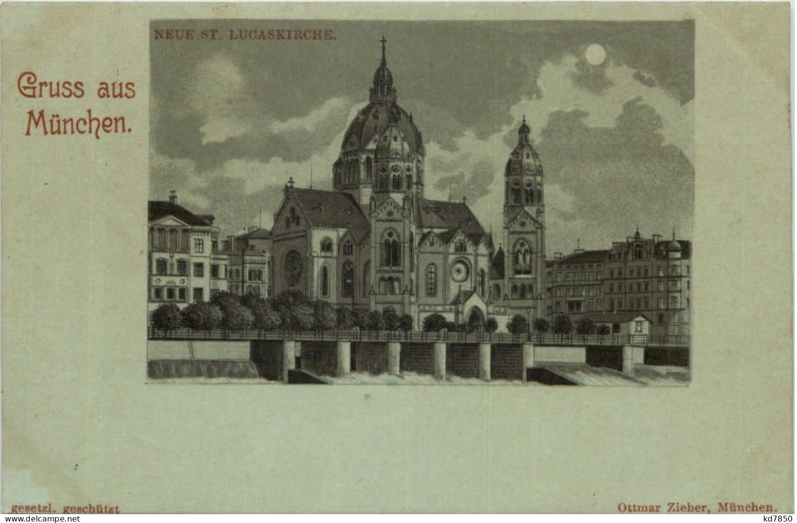 Gruss Aus München - Litho - Neue St. Lucaskirche - München