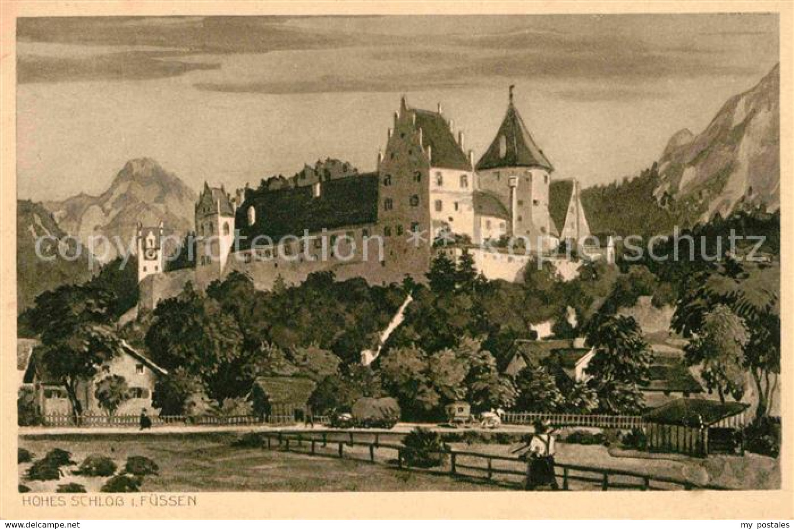 72840755 Fuessen Allgaeu Hohes Schloss Allgaeuer Alpen Kuenstlerkarte Fuessen Al - Fuessen