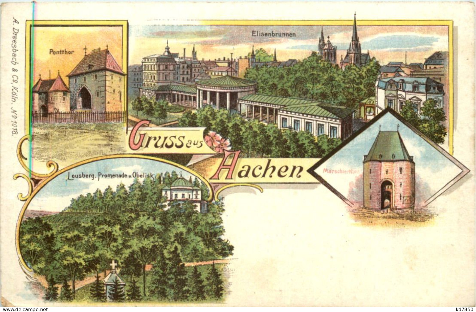 Gruss Aus Aachen - Litho - Aken