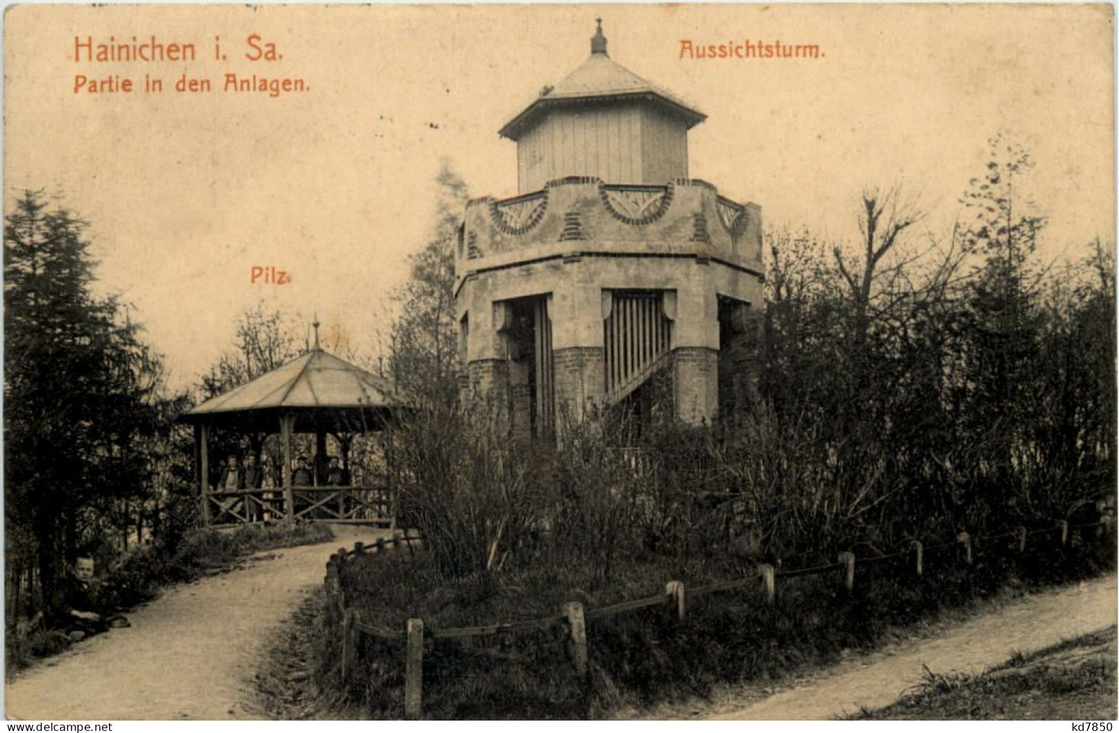 Hainichen I.Sa., Partie In Den Anlagen, Aussichtsturm - Hainichen