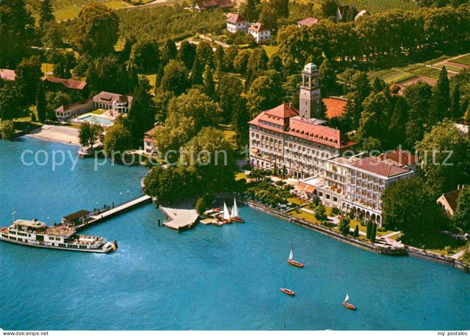 72840669 Bad Schachen Lindau Hotel Restaurant Bootsanleger Faehre Fliegeraufnahm - Lindau A. Bodensee