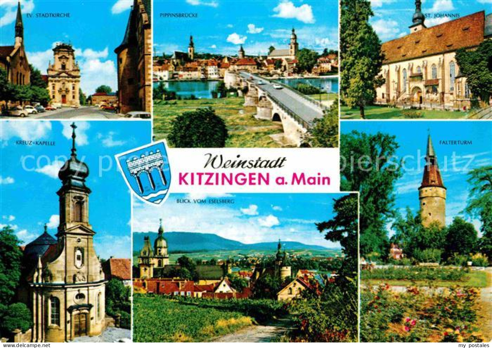 72840589 Kitzingen Main Stadtkirche Pippinsbruecke St Johannis Falterturm Eselsb - Kitzingen