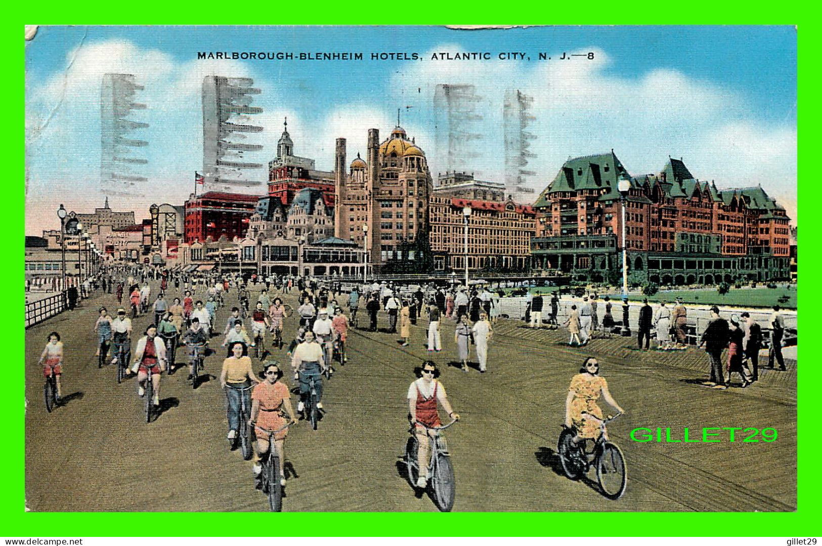 ATLANTIC CITY, NJ - MARLBOROUGH-BLENHEIM HOTELS - ANIMATED WITH WOMAN ON BICYCLES - TRAVEL IN 1941 - - Atlantic City