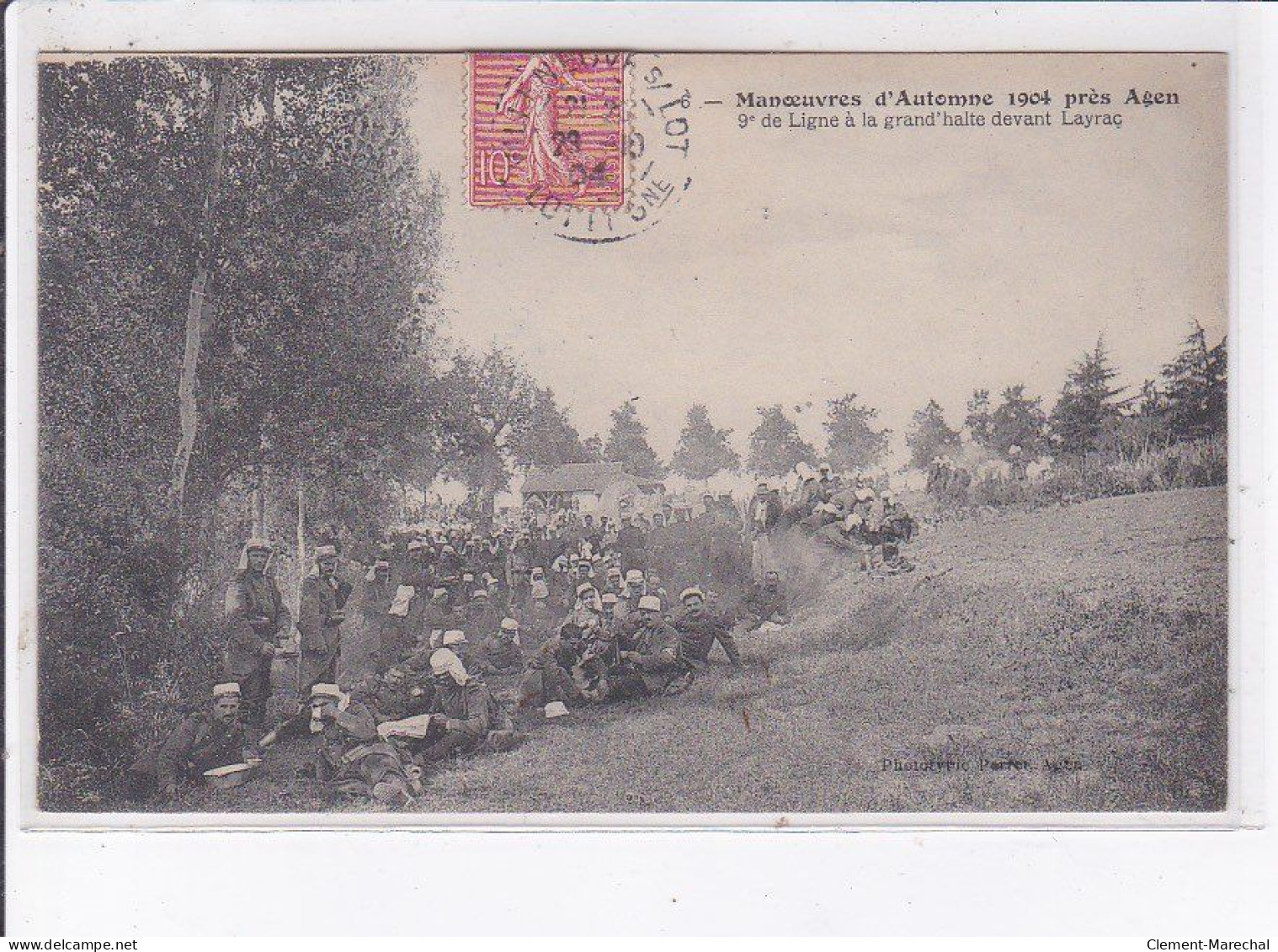 AGEN: Manoeuvres D'automne 1904, 9e De Ligne à La Grand'halte Devant Layrac - Très Bon état - Agen