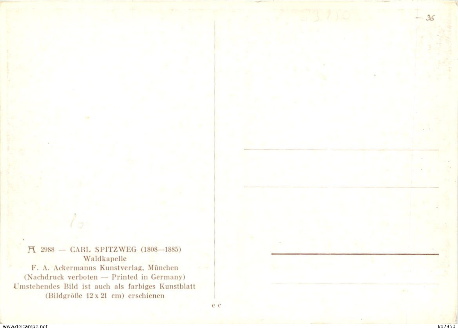 Künstlerkarte Carl Spitzweg - Other & Unclassified