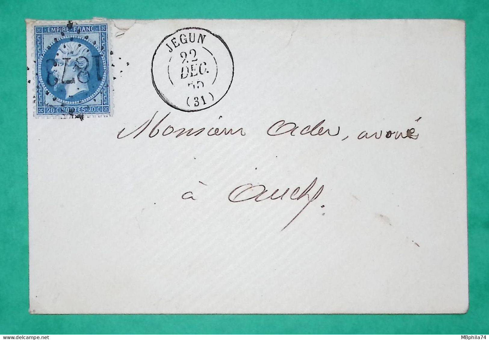 N°22 GC 1873 JEGUN GERS POUR AUCH 1865 LETTRE COVER FRANCE - 1849-1876: Klassik