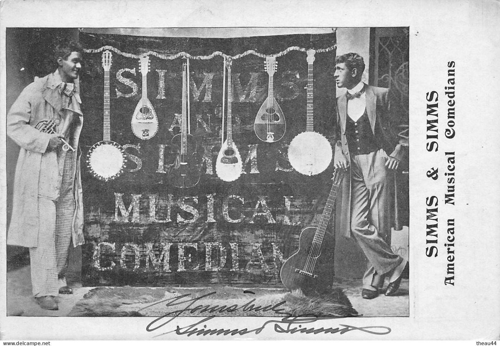 Carte Des Artistes " SIMMS & SIMMS " Américan Musical Comedians  -  Spectacle  -  Dédicacé , Signatures - Artistas