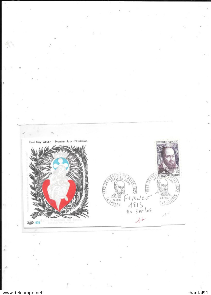 FRANCE FDC N° 1513 DE SALES - 1960-1969