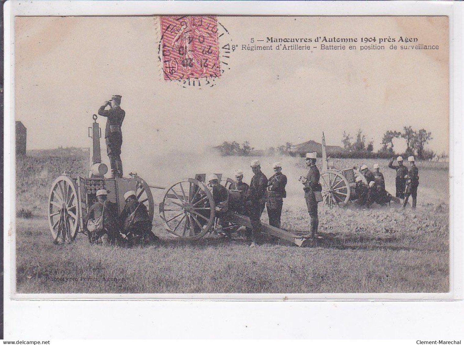 AGEN: Manoeuvres D'automne 1904, 18e Régiment D'artillerie, Batterie En Position De Serveillance - Très Bon état - Agen