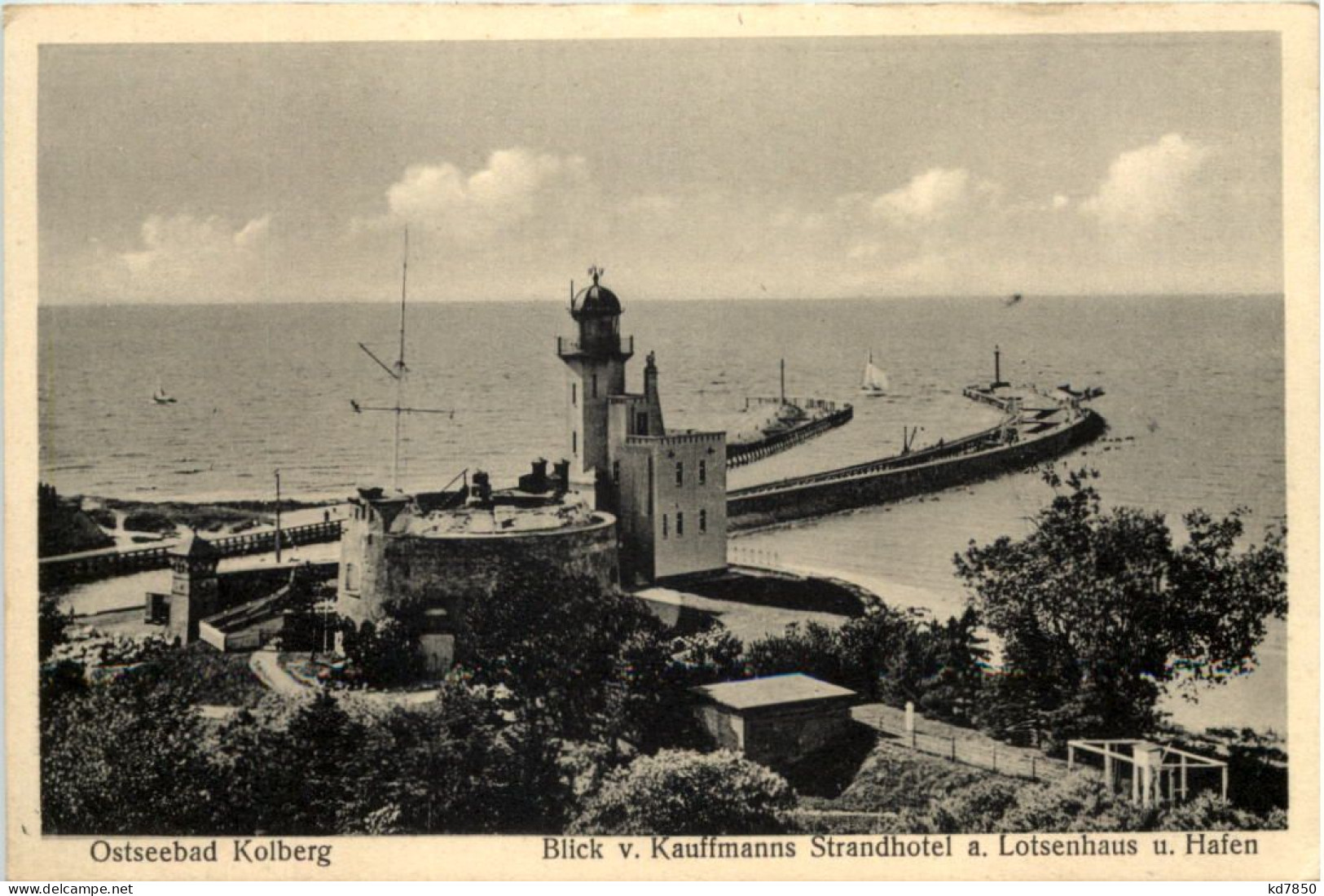 Seebad Kolberg, Strandhotel U. Lotsenhaus U. Hafen - Pommern