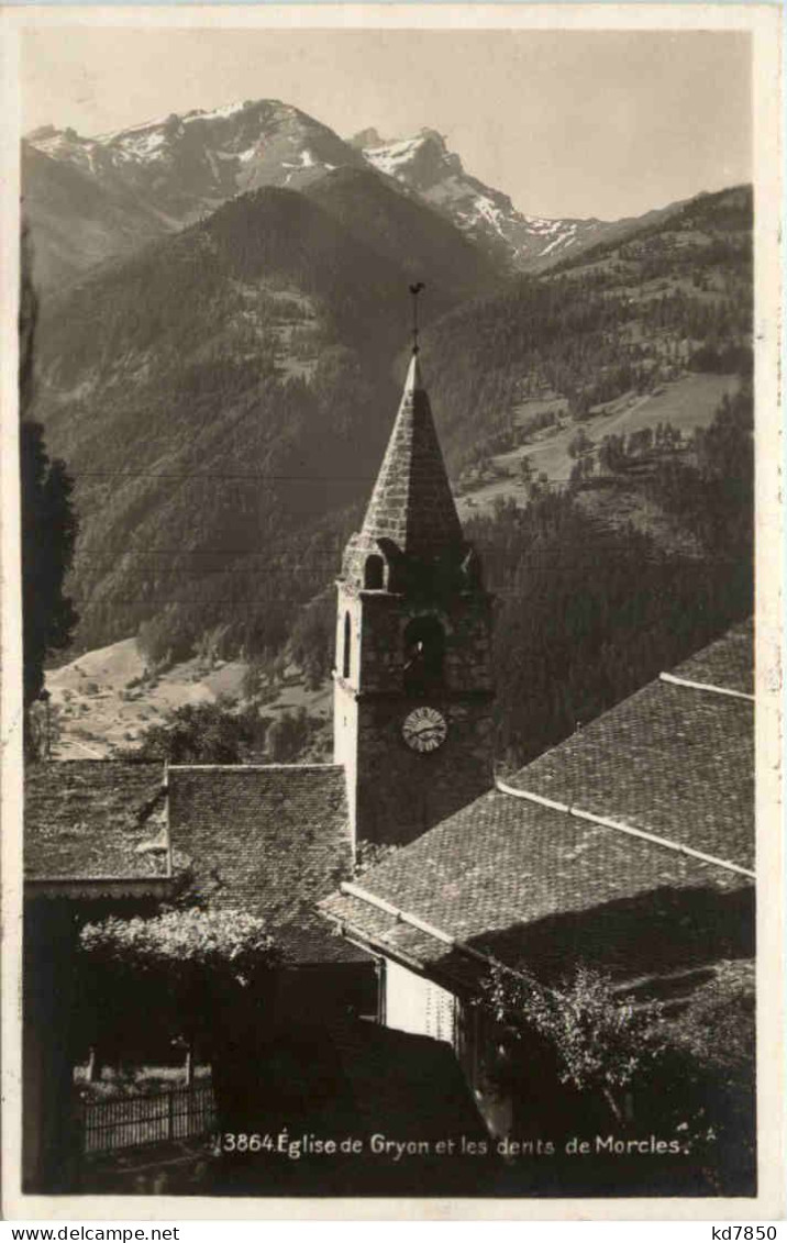 Eglise De Gryon Et Les Dents De Morcles - Gryon