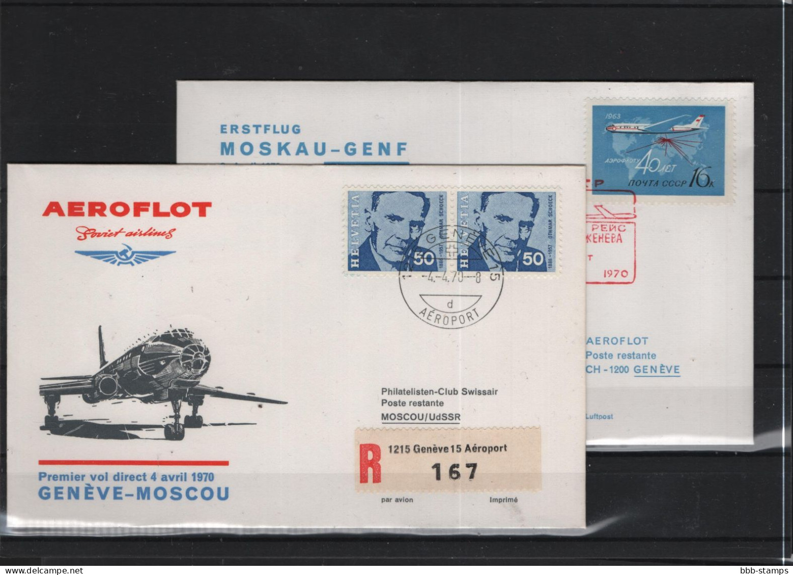 Schweiz Luftpost FFC Aeroflot 3.4.1970 Genf - Moskau VV - Erst- U. Sonderflugbriefe