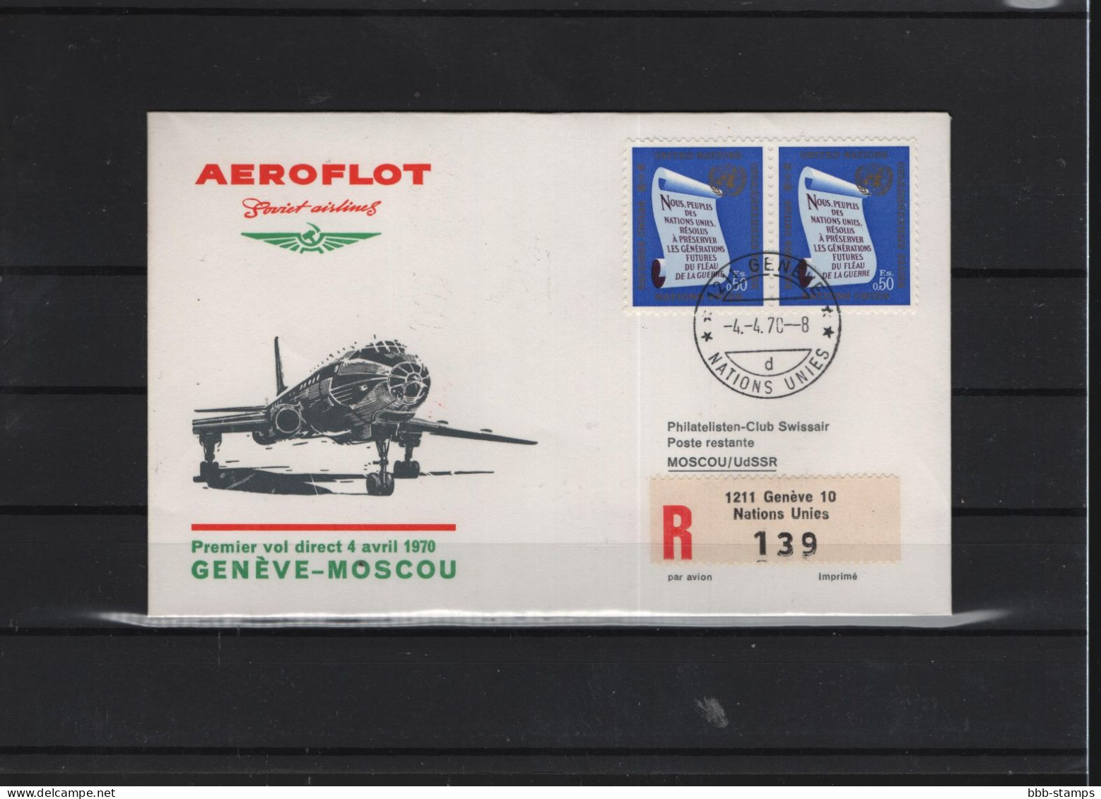 Schweiz Luftpost FFC Aeroflot 3.4.1970 Genf - Moskau VV - Erst- U. Sonderflugbriefe