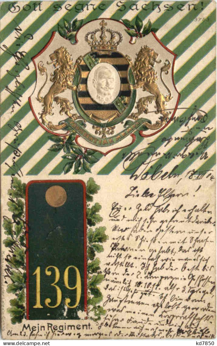 Sachsen - Mein Regiment 139 - Prägekarte - Regimientos