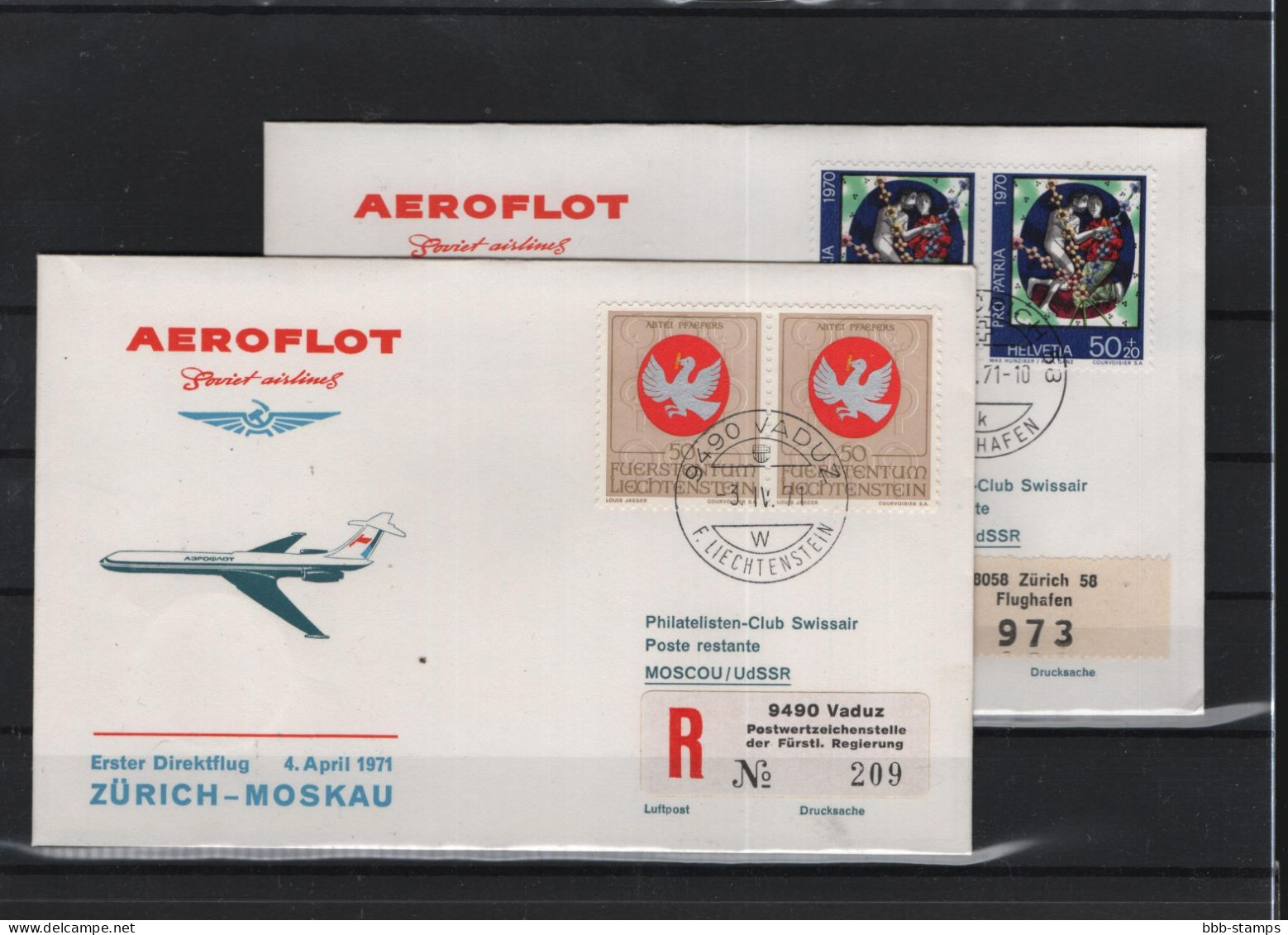 Schweiz Luftpost FFC Aeroflot 3.4.1971 Zürich - Moskau VV - First Flight Covers