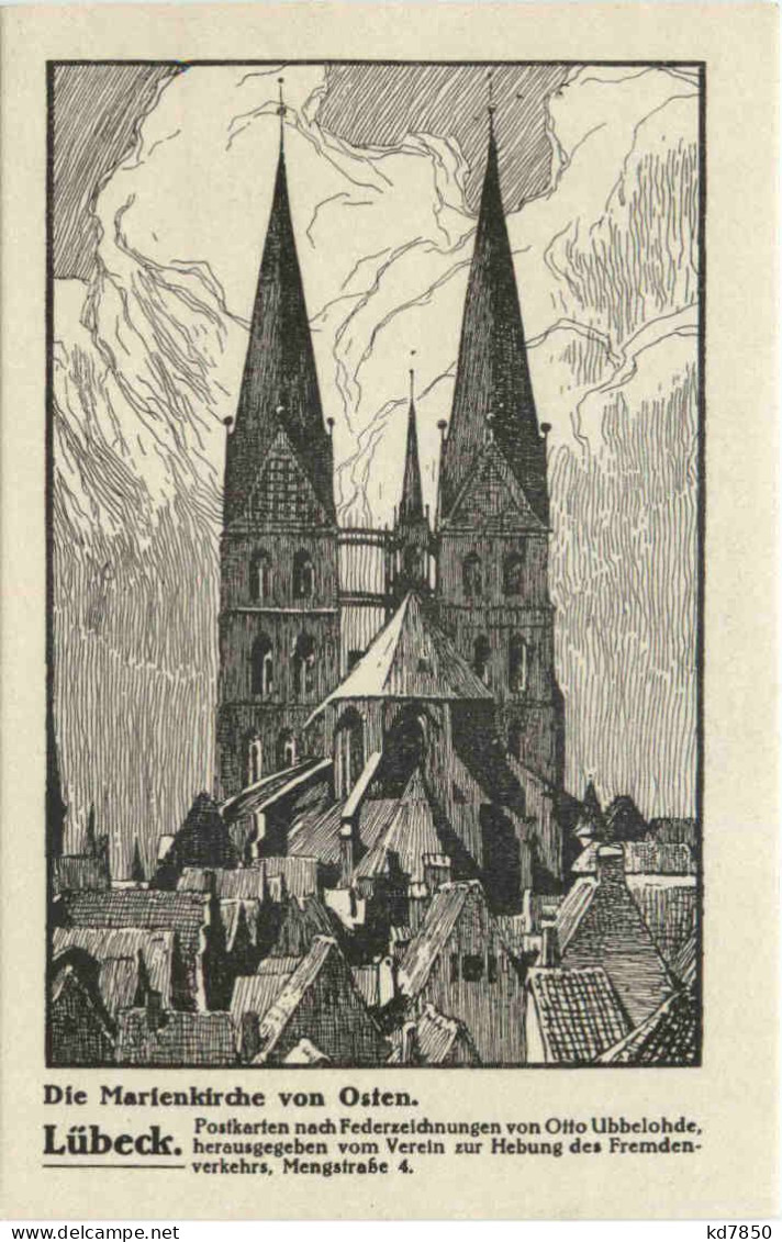 Lübeck - Marienkirche - Künstler Ak Otto Ubbelohe - Lübeck