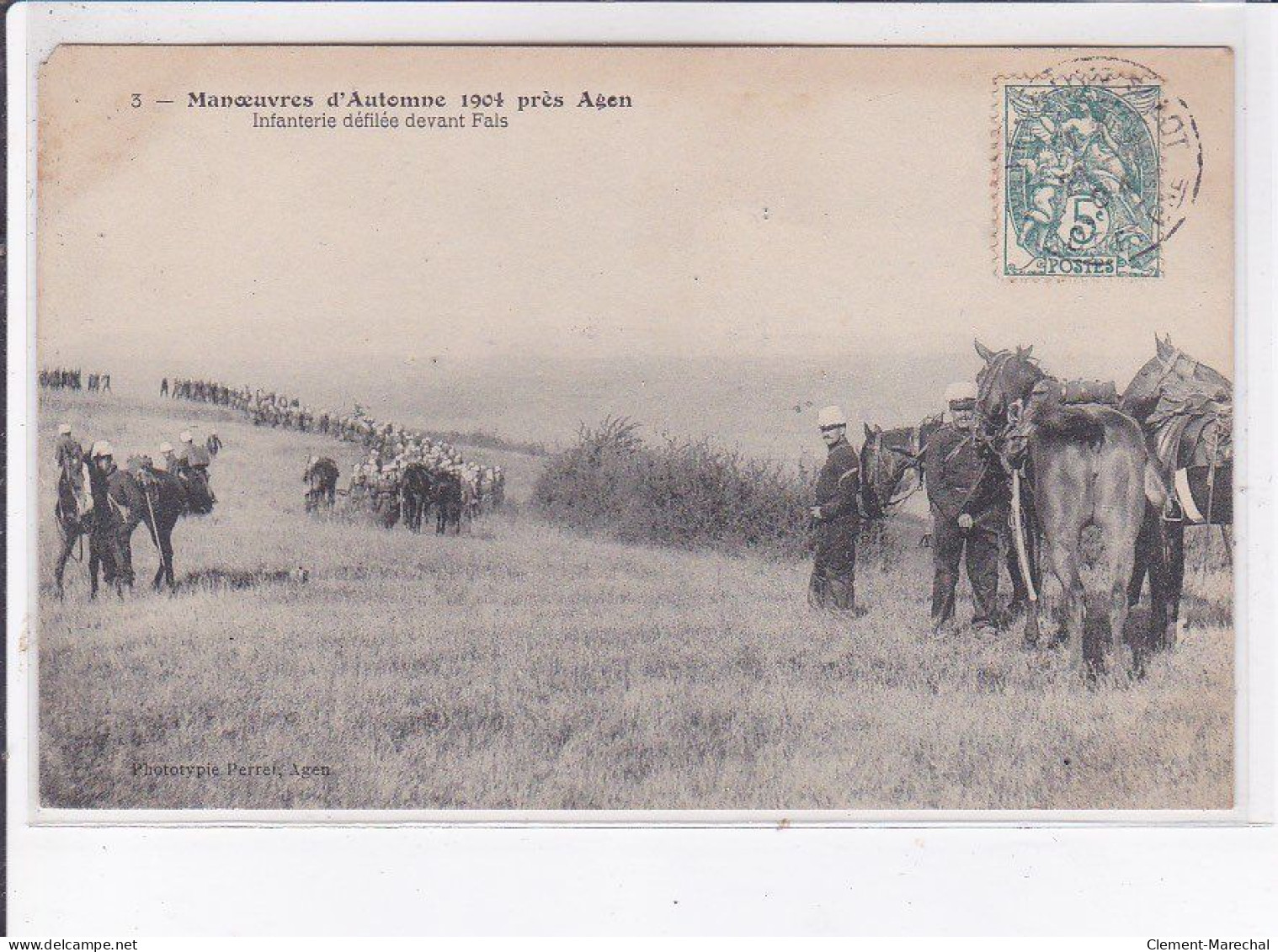 AGEN: Manoeuvres D'automne 1904, Infanterie Défilée Devant Fals - état - Agen