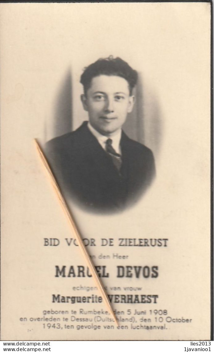 Oorlogsslachtoffer : 1943, Marcel Devos, Verhaest, Rumbeke, Dessau (Duitsland) - Devotieprenten