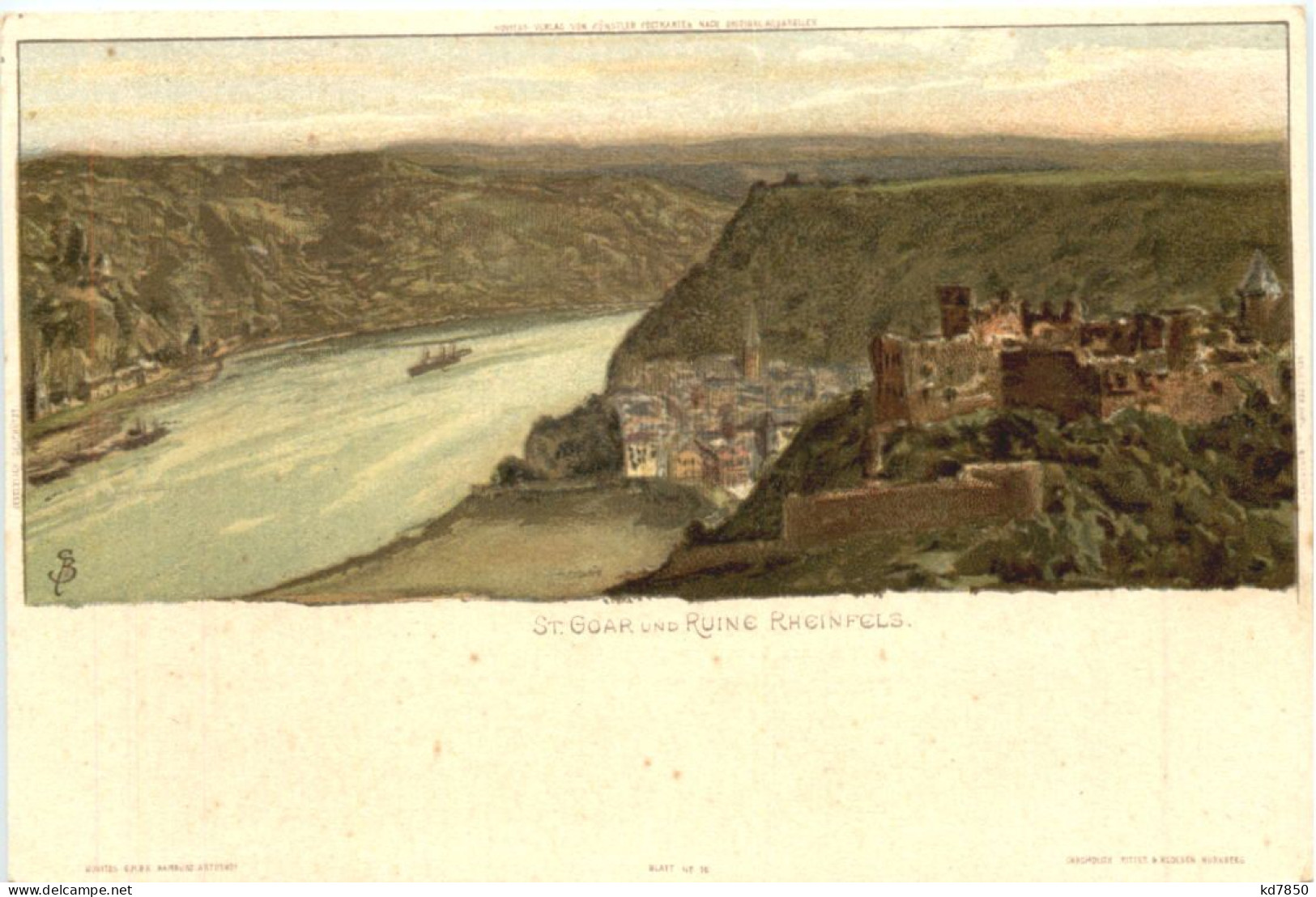 Ruine Rheinfels Bei St. Goar - Litho - St. Goar