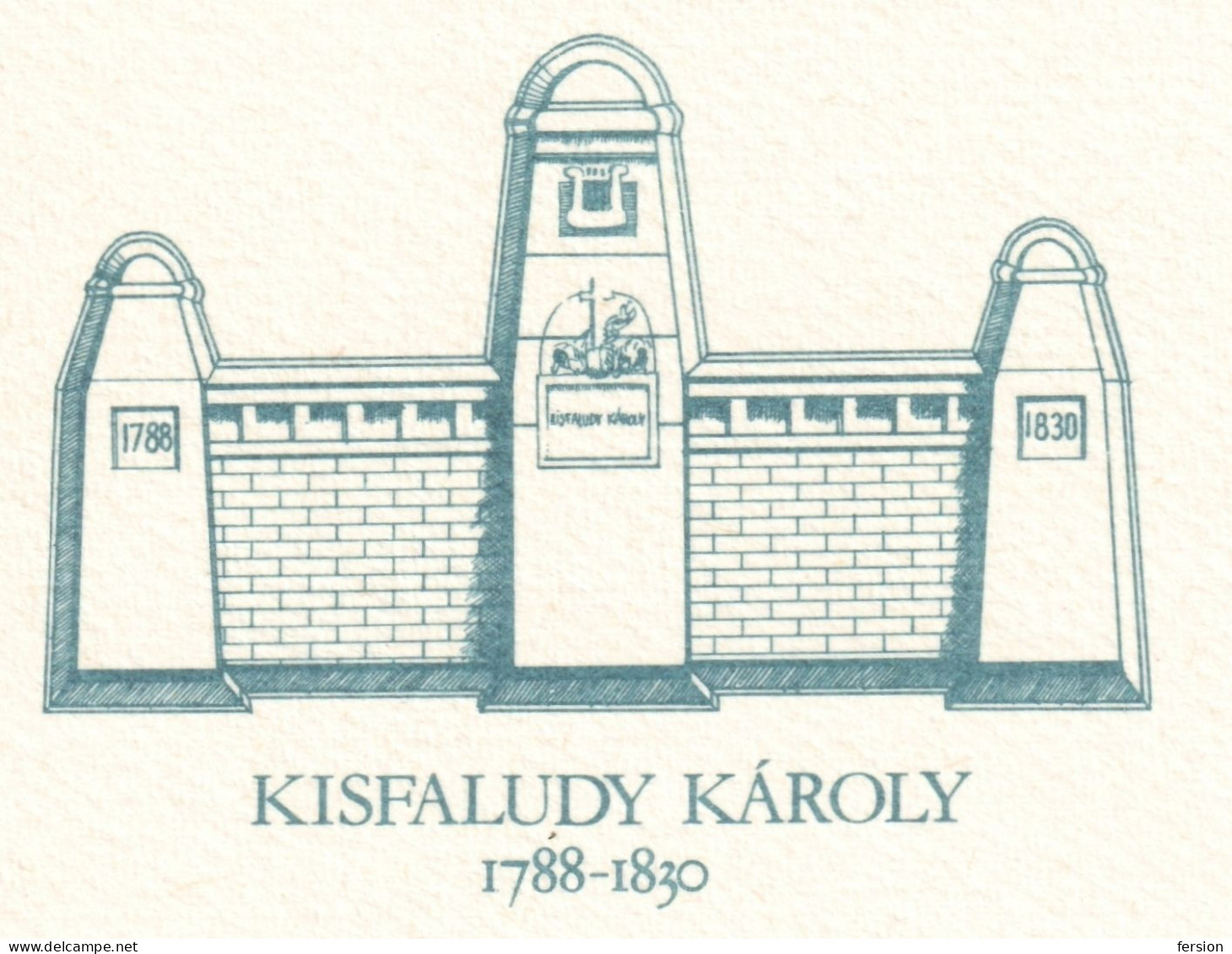 Károly Kisfaludy Poet Writer Painter STATIONERY Postcard 1988 Hungary / Tomb Grave Monument Sculpture - Enteros Postales