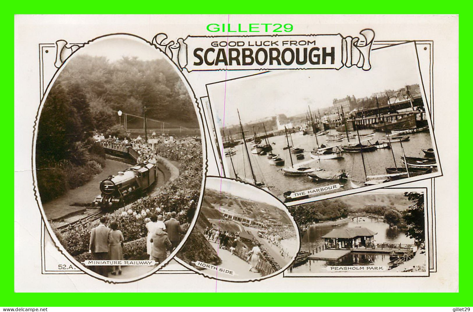 SCARBOROUGH, YORK, UK - 5 MULTIVUES - TRAVEL IN 1953 - BAMFORTH & CO LTD - MINIATURE RAILWAY, THE HARBOUR, NORTH SIDE - - Scarborough